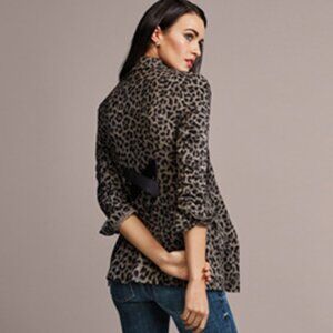 CAbi Jungle Jacket Leopard Print Stretch Blazer Black and Gray Women's Size 2